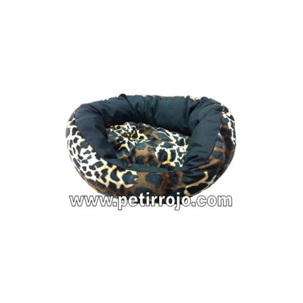 Cuna oval forrada de terciopelo de leopardo